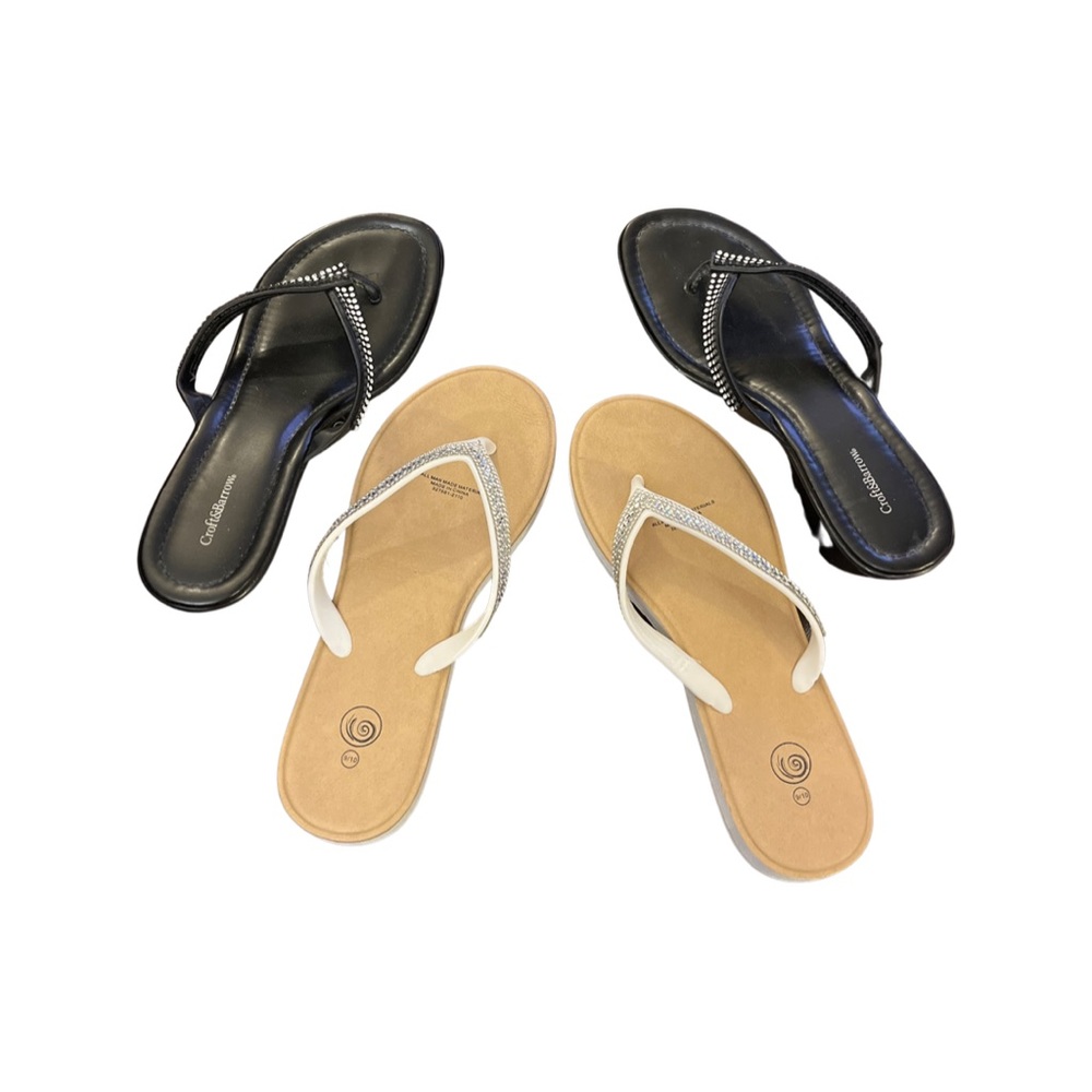 Rhinestone Sparkly Wedge Flip Flop Bundle Size 9-10